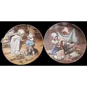 2 Children of the American Frontier Plates In Trouble Again and Tubs and Suds